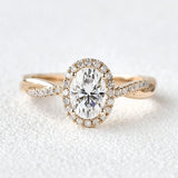 Oval Cut Moissanite Twisted Engagement Ring