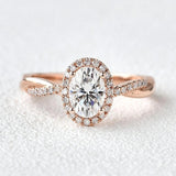 Oval Cut Moissanite Twisted Engagement Ring