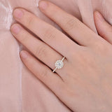 Round Cut Floral Halo Moissanite Engagement Wedding Ring