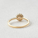 Round Cut Floral Halo Moissanite Engagement Wedding Ring