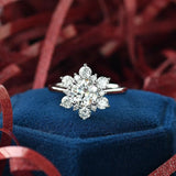 Round Cut Vintage Halo Moissanite Engagement Ring