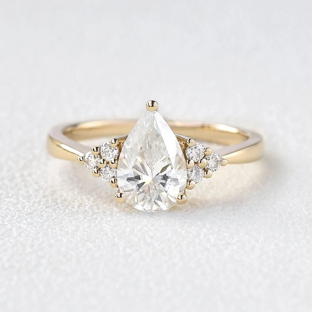 Pear Cut Seven Stone Moissanite Engagement Ring