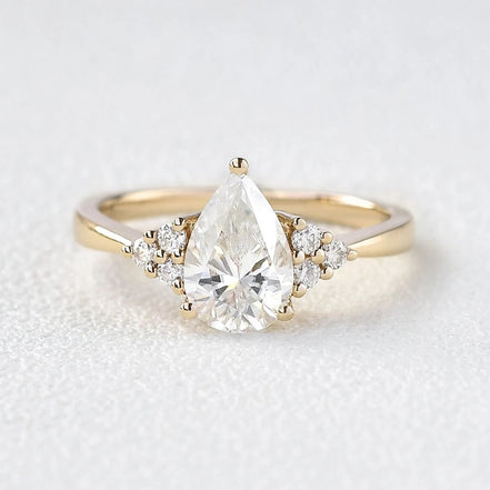 Pear Cut Seven Stone Moissanite Engagement Ring
