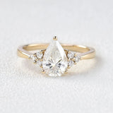 Pear Cut Seven Stone Moissanite Engagement Ring