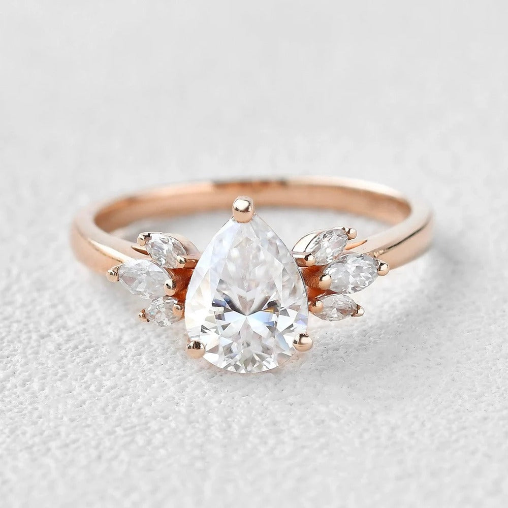 Pear Cut Vintage Moissanite Engagement Ring
