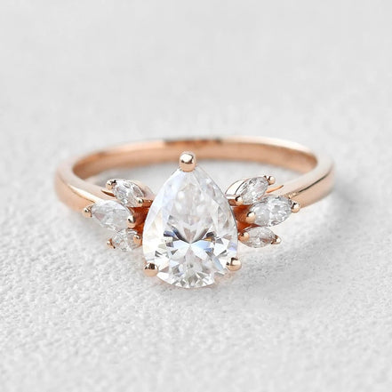 Pear Cut Vintage Moissanite Engagement Ring
