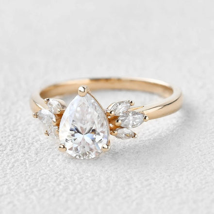 Pear Cut Vintage Moissanite Engagement Ring
