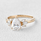 Pear Cut Vintage Moissanite Engagement Ring