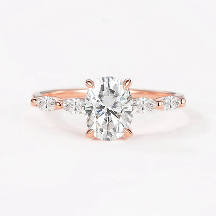 Oval Cut Five Stone Moissanite Engagement Ring