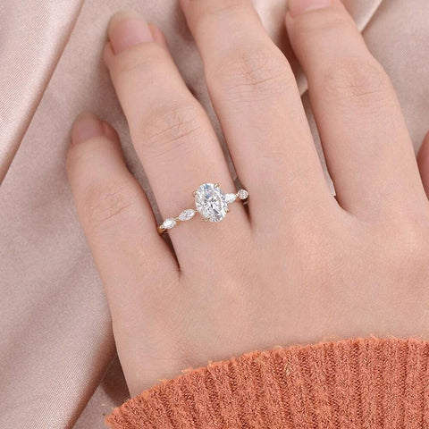Oval Cut Five Stone Moissanite Engagement Ring