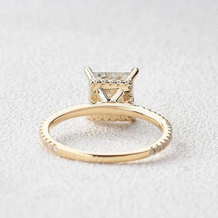 Princess Cut Hidden Halo Moissanite Engagement Ring