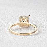 Princess Cut Hidden Halo Moissanite Engagement Ring