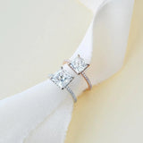 Princess Cut Hidden Halo Moissanite Engagement Ring