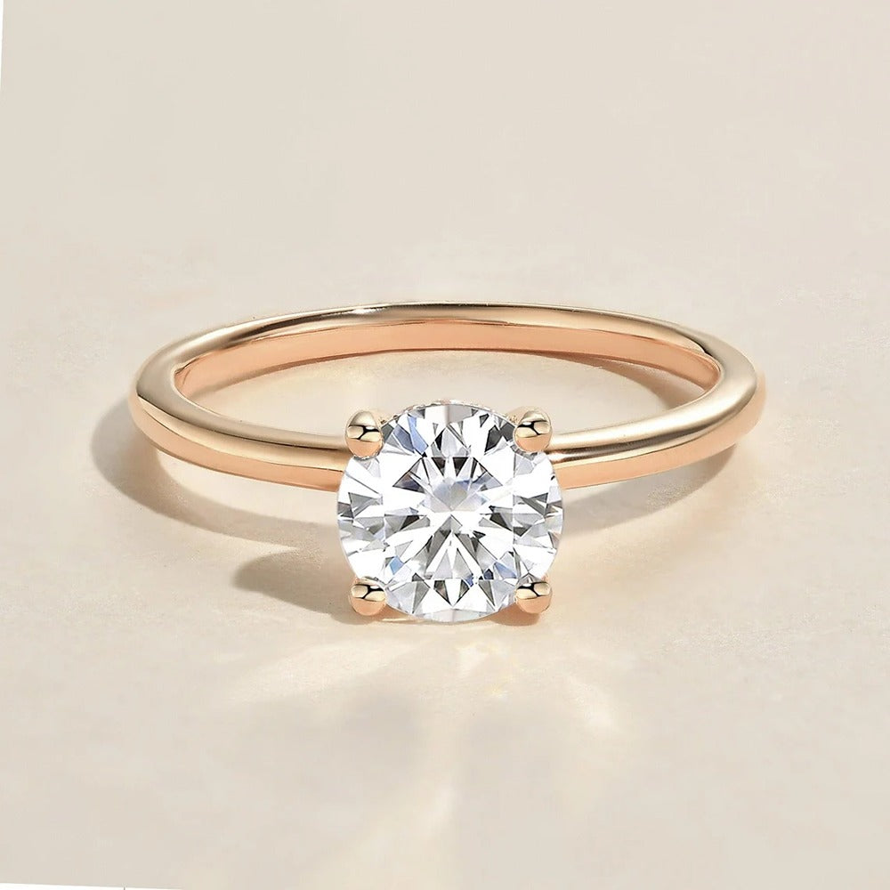 Round Cut Solitaire Moissanite Engagement Ring