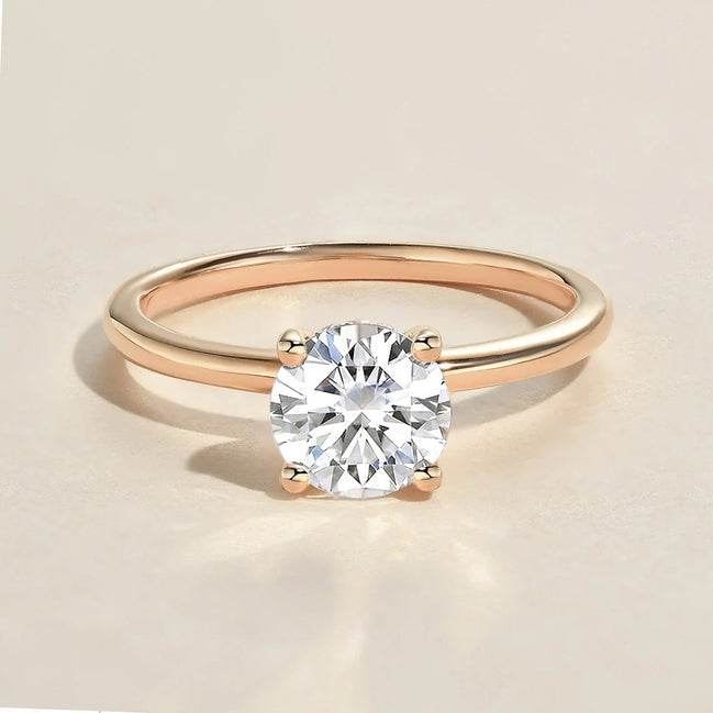 Round Cut Solitaire Moissanite Engagement Ring