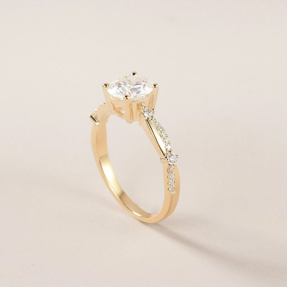 Round Cut Twisted Moissanite Engagement Ring