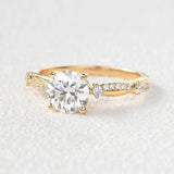 Round Cut Twisted Moissanite Engagement Ring