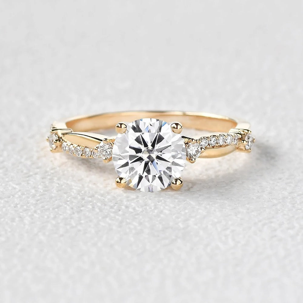 Round Cut Twisted Moissanite Engagement Ring