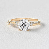 Round Cut Twisted Moissanite Engagement Ring