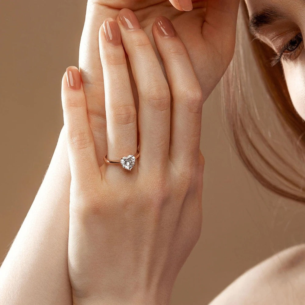 Heart Cut Moissanite Solitaire Engagement Ring For Her