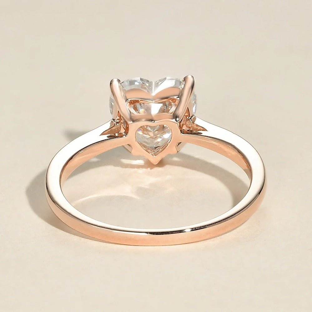 Heart Cut Moissanite Solitaire Engagement Ring For Her