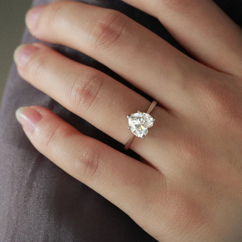 Heart Cut Moissanite Solitaire Engagement Ring For Her