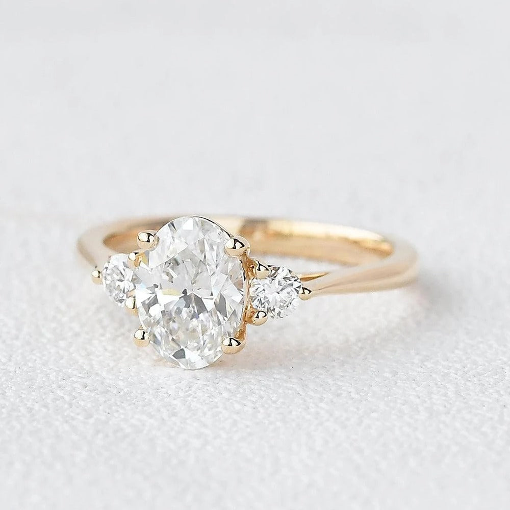 Oval Cut Three Stone Moissanite Engagement Ring