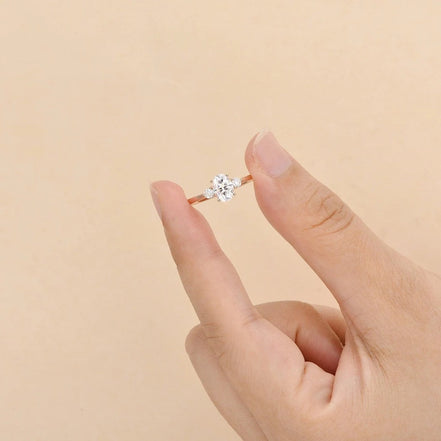 Oval Cut Three Stone Moissanite Engagement Ring