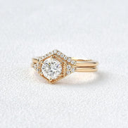 Moissanite Round Cut Vintage Wedding Rind Set