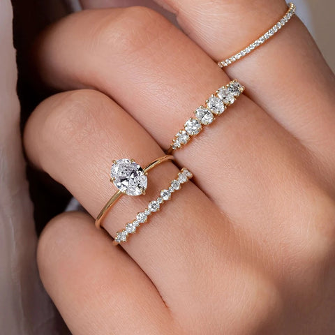 Oval Cut Moissanite Solitaire Promise Ring For Her