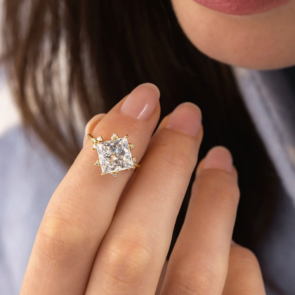 Princess Cut Vintage Moissanite Engagement Ring