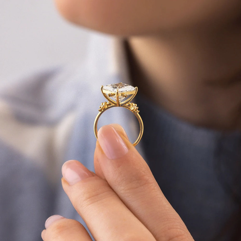Princess Cut Vintage Moissanite Engagement Ring