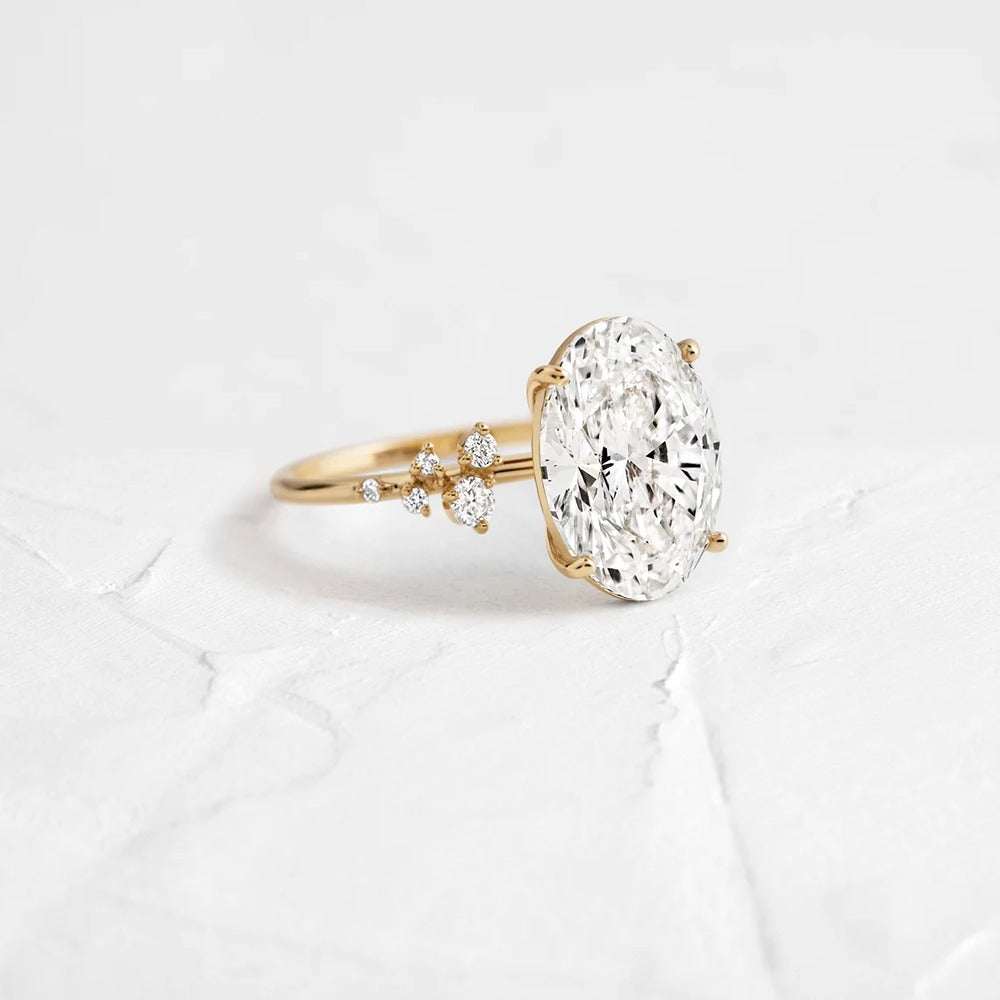 Oval Cut Pave Set Moissanite Engagement Ring