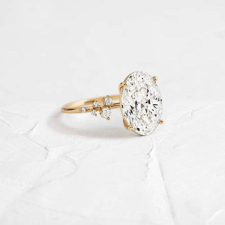 Oval Cut Pave Set Moissanite Engagement Ring