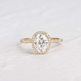 Oval Cut Halo Moissanite Promise Ring