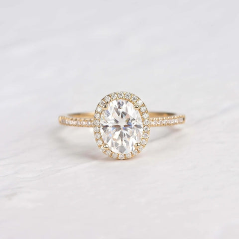 Oval Cut Halo Moissanite Promise Ring