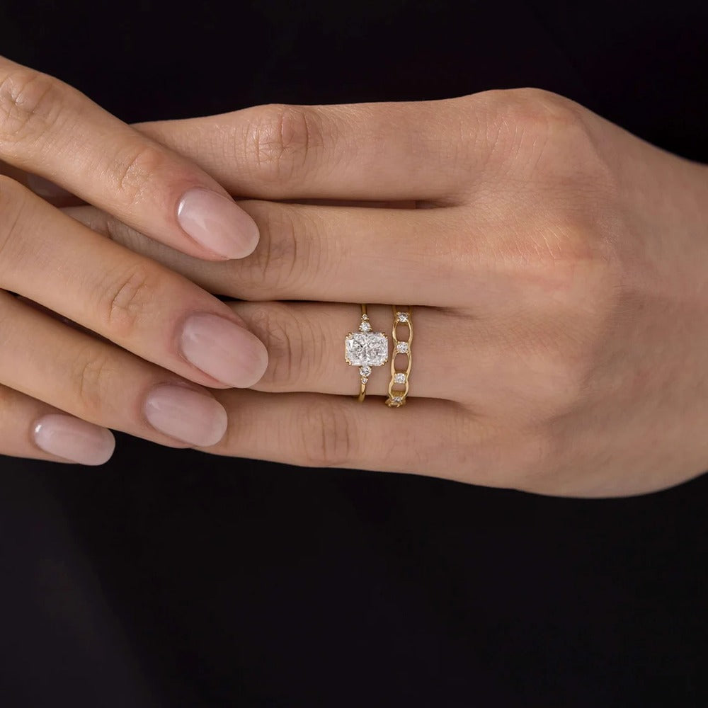 Radiant Cut Five Stone Moissanite Engagement Ring