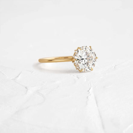 Round Cut Hidden Accent Moissanite Engagement Ring