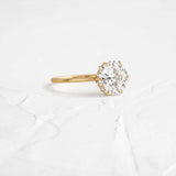 Round Cut Hidden Accent Moissanite Engagement Ring