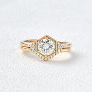 Moissanite Round Cut Vintage Wedding Rind Set