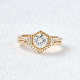 Moissanite Round Cut Vintage Wedding Rind Set