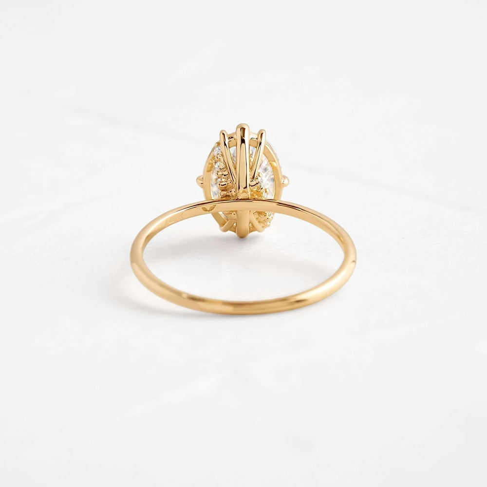 Oval Cut Hidden Halo Moissanite Engagement Ring