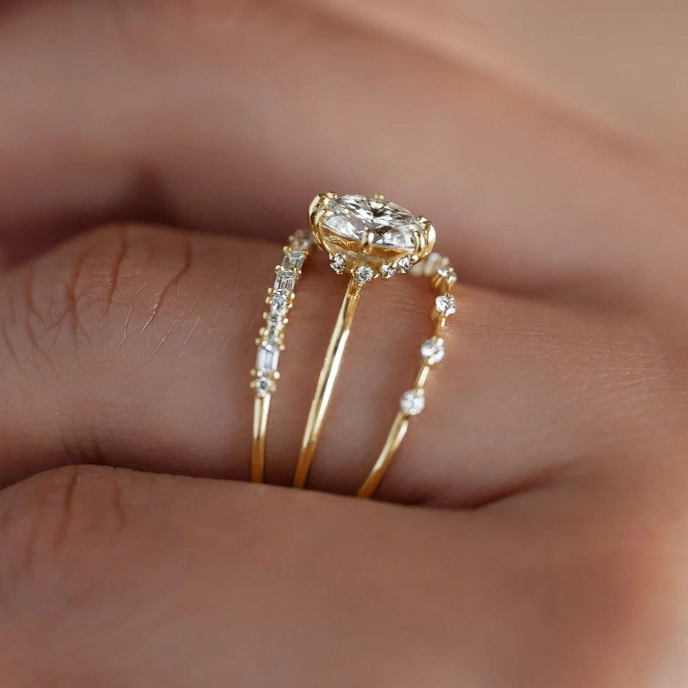 Oval Cut Hidden Halo Moissanite Engagement Ring