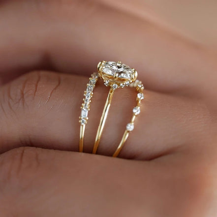 Oval Cut Hidden Halo Moissanite Engagement Ring