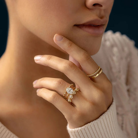 Oval Cut Hidden Halo Moissanite Engagement Ring
