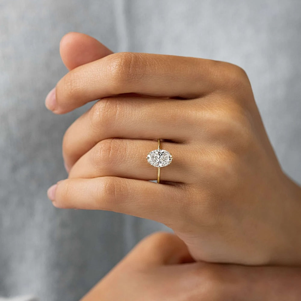 Oval Cut Hidden Halo Moissanite Engagement Ring