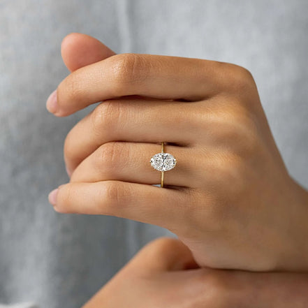 Oval Cut Hidden Halo Moissanite Engagement Ring