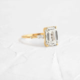 Emerald Cut Unique Moissanite Engagement Wedding  Ring