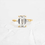 Emerald Cut Unique Moissanite Engagement Wedding  Ring