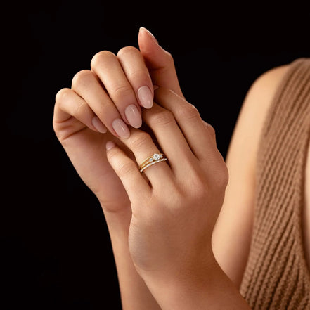 Round Cut Three Stone Engagement Ring